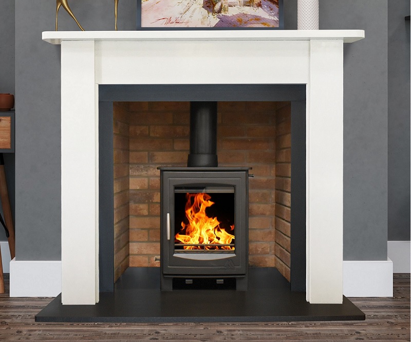 Ben Crom Ice White Polished Stone Fireplace Surround 54"