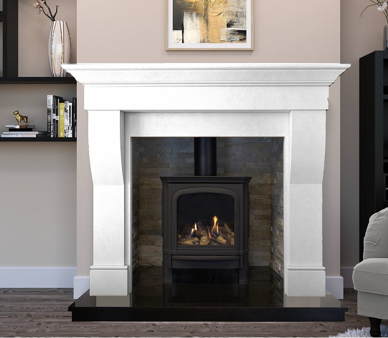 Binnian Ice White Polished Stone Fireplace Surround 59"