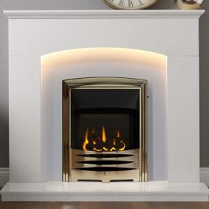Cartmel Arctic White Micromarble Mantel c/w Lights 48″ - Image 2