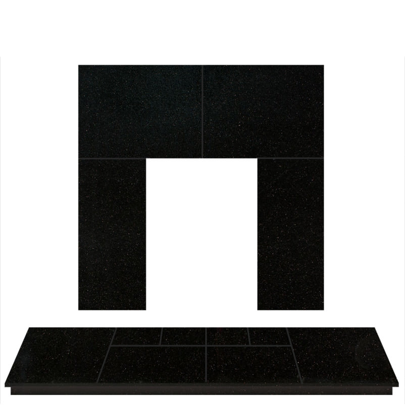 Black Granite Hearth and Back Panel Set for Solid Fuel Fires & Stoves