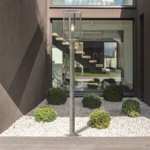 MHG Box Outdoor Post 900mm - Silver & Clear Glass IP44 - Image 3