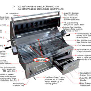 Sunstone 42″ Charcoal & Wood Hybrid Dual Zone Grill - Image 2