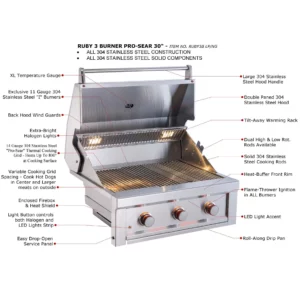 Sunstone Ruby Series 3 Burner Gas Grill - Image 2