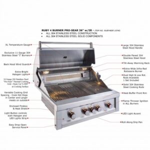 Sunstone Ruby Series 4 Burner Gas Grill With Infared - Image 2