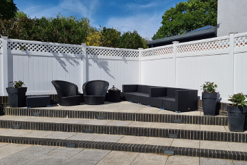 White Privacy Fence with Lattice