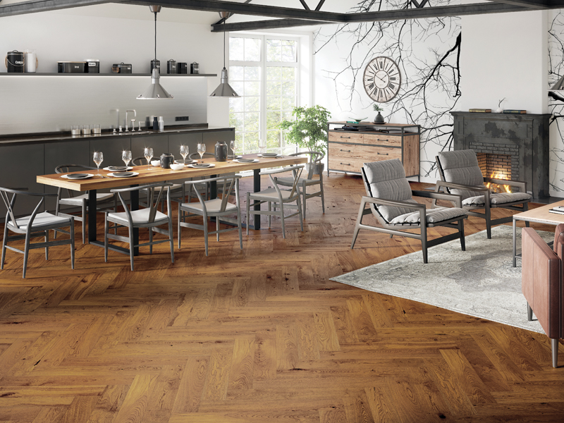 BARISTA HERRINGBONE OAK NAPOLETANA BRUSHED MATT LACQUERED ENGINEERED FLOORING