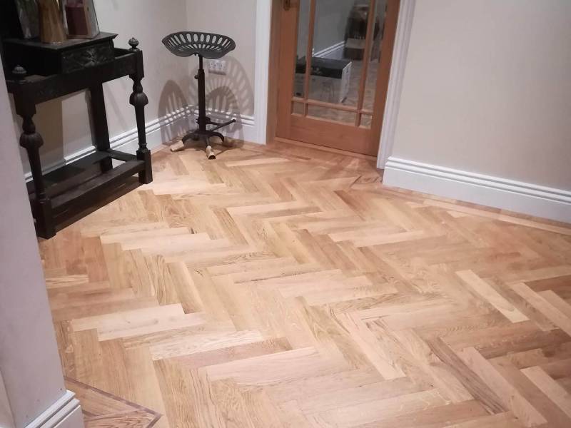 Herringbone Hampton Oak Matt Lacquered Engineered Flooring - Image 2