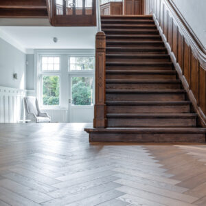 Renaissance Herringbone Oak Landini Smoked Distressed White UV Oil/Wax Engineered Flooring - Image 2