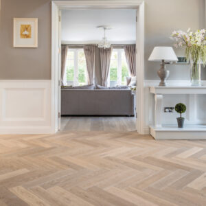 Renaissance Herringbone Oak Leona Smoked Extra White UV Oil/Wax Engineered Flooring - Image 2