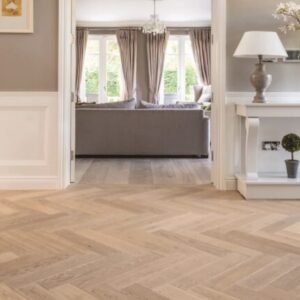 Renaissance Herringbone Oak Lippi Distressed White UV Oil/Wax Engineered Flooring - Image 2