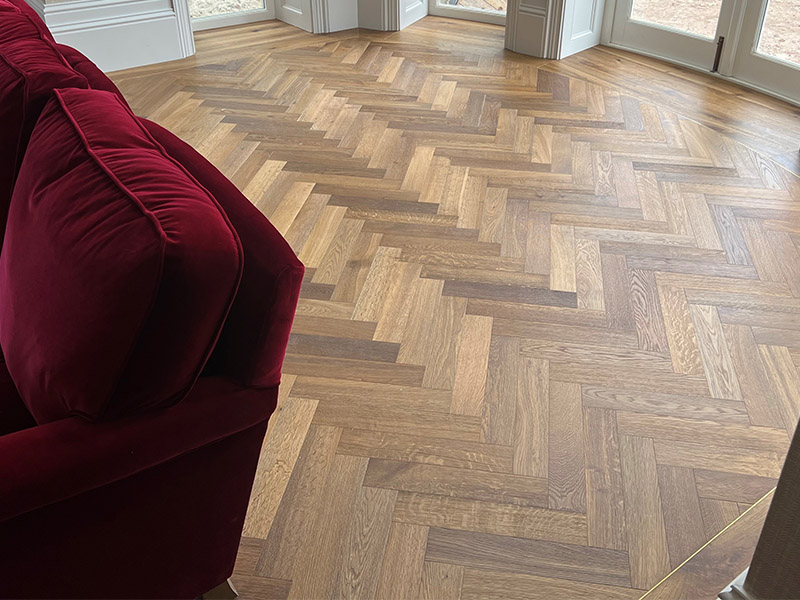 Herringbone Morrison Oak Matt Lacquered Engineered Flooring - Image 2