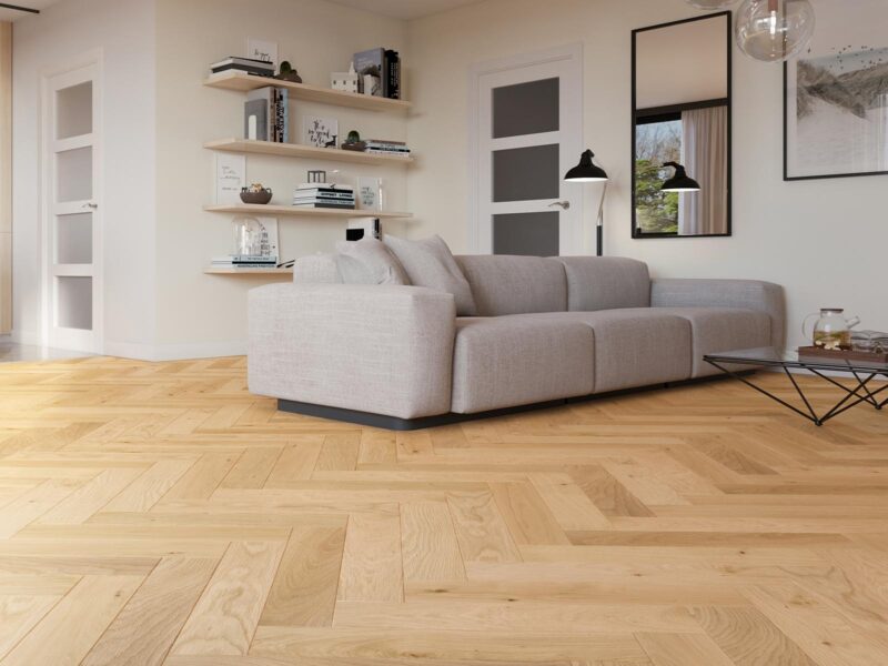 Herringbone Oxford Oak Stained, Brushed & Matt Lacquered Engineered Flooring - Image 2