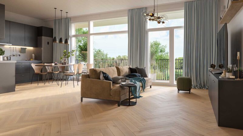 Herringbone Stafford Oak Smoked, White & UV Matt Lacquered Engineered Flooring - Image 2