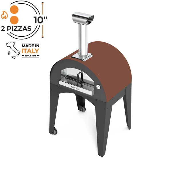 Fontana - Lorenzo Rosso Wood Burning Pizza Oven With Trolley - Image 2