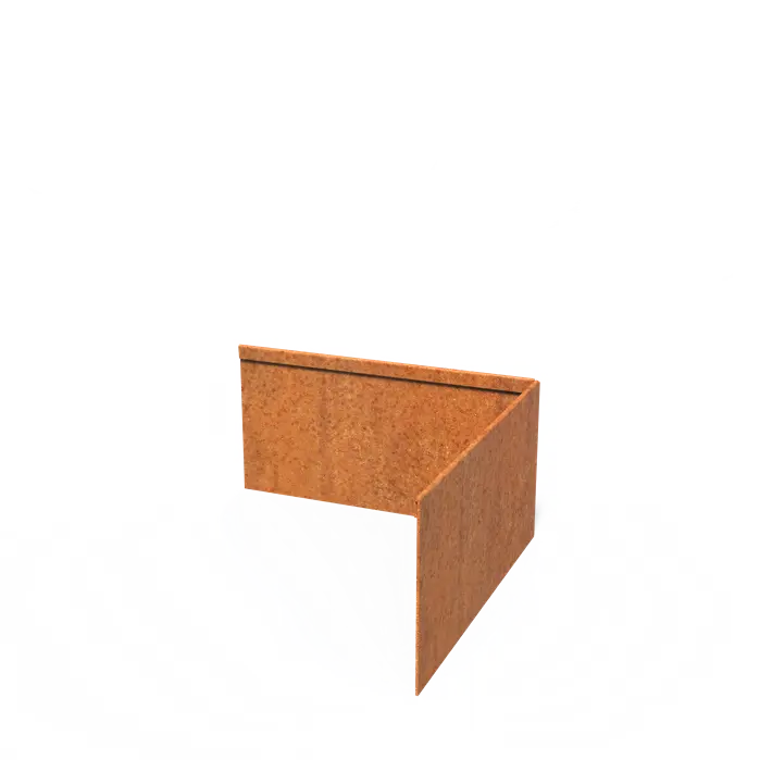 Corten Steel Corner Flattened Inside Top Edge (300 x 300 x 150 x 2mm)