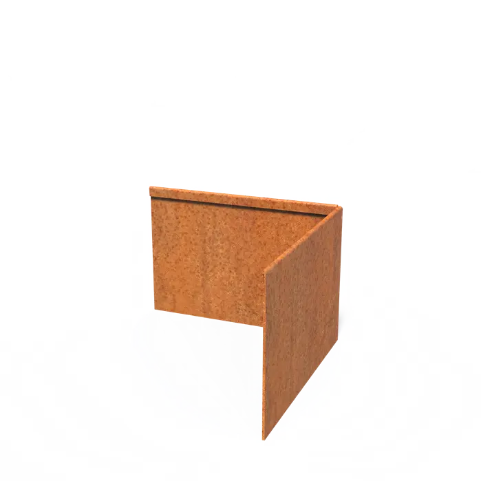 Corten Steel Corner Flattened Inside Top Edge (300 x 300 x 200 x 3mm)