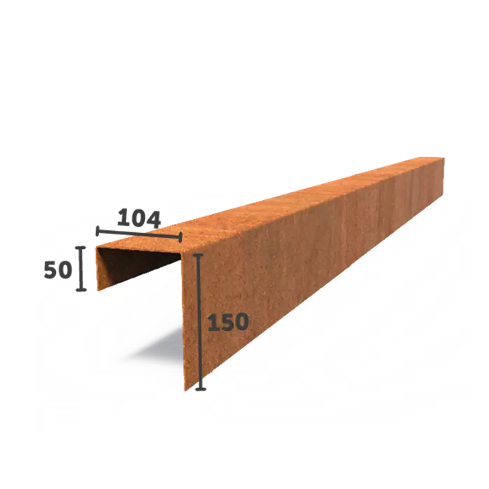 Corten Steel U-Profile Straight Edge (2300 x 2 x 150 x 104 x 50mm)