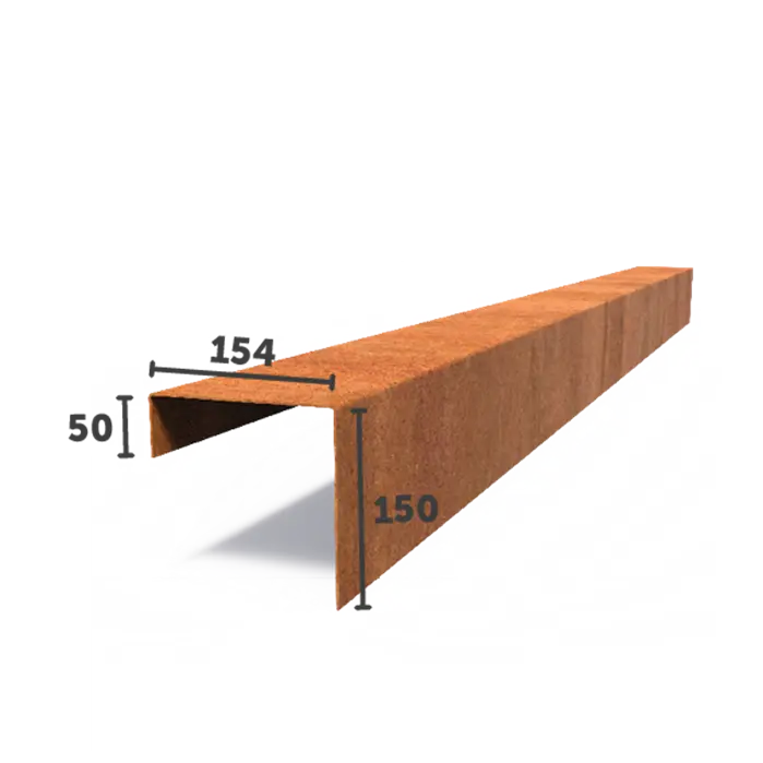 Corten Steel U-Profile Straight Edge (2300 x 2 x 150 x 154 x 50mm)