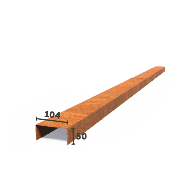 Corten Steel U-Profile Straight Edge (2300 x 2 x 50 x 104 x 50mm)