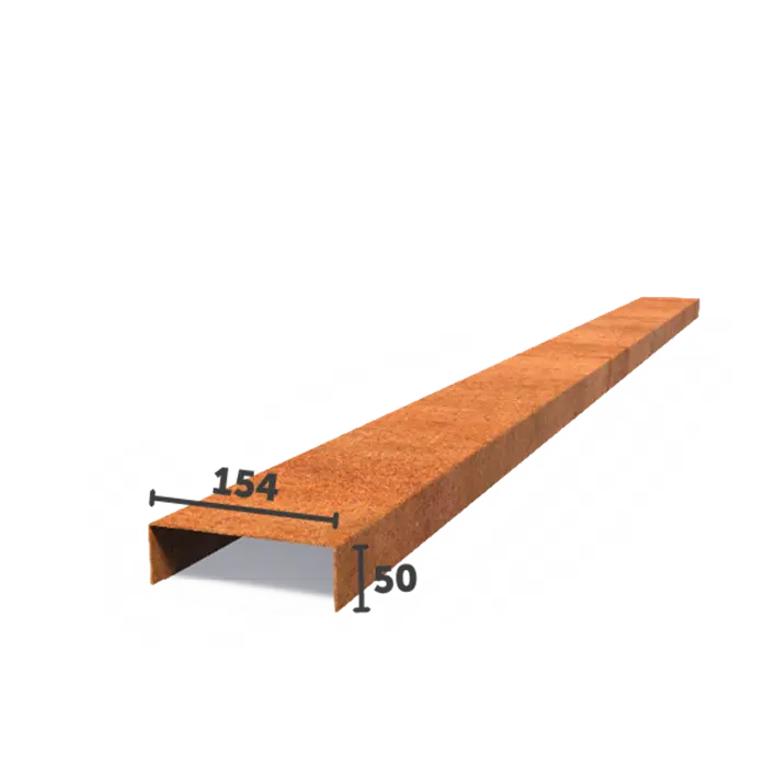Corten Steel U-Profile Straight Edge (2300 x 2 x 50 x 154 x 50mm)