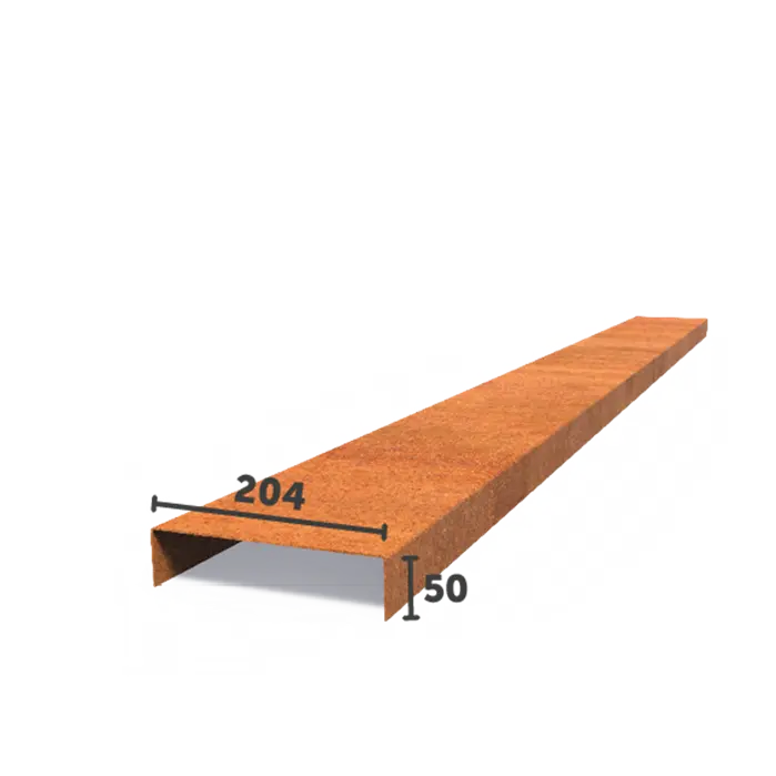 Corten Steel U-Profile Straight Edge (2300 x 2 x 50 x 204 x 50mm)