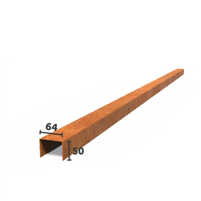 Corten Steel U-Profile Straight Edge (2300 x 2 x 50 x 64 x 50mm)